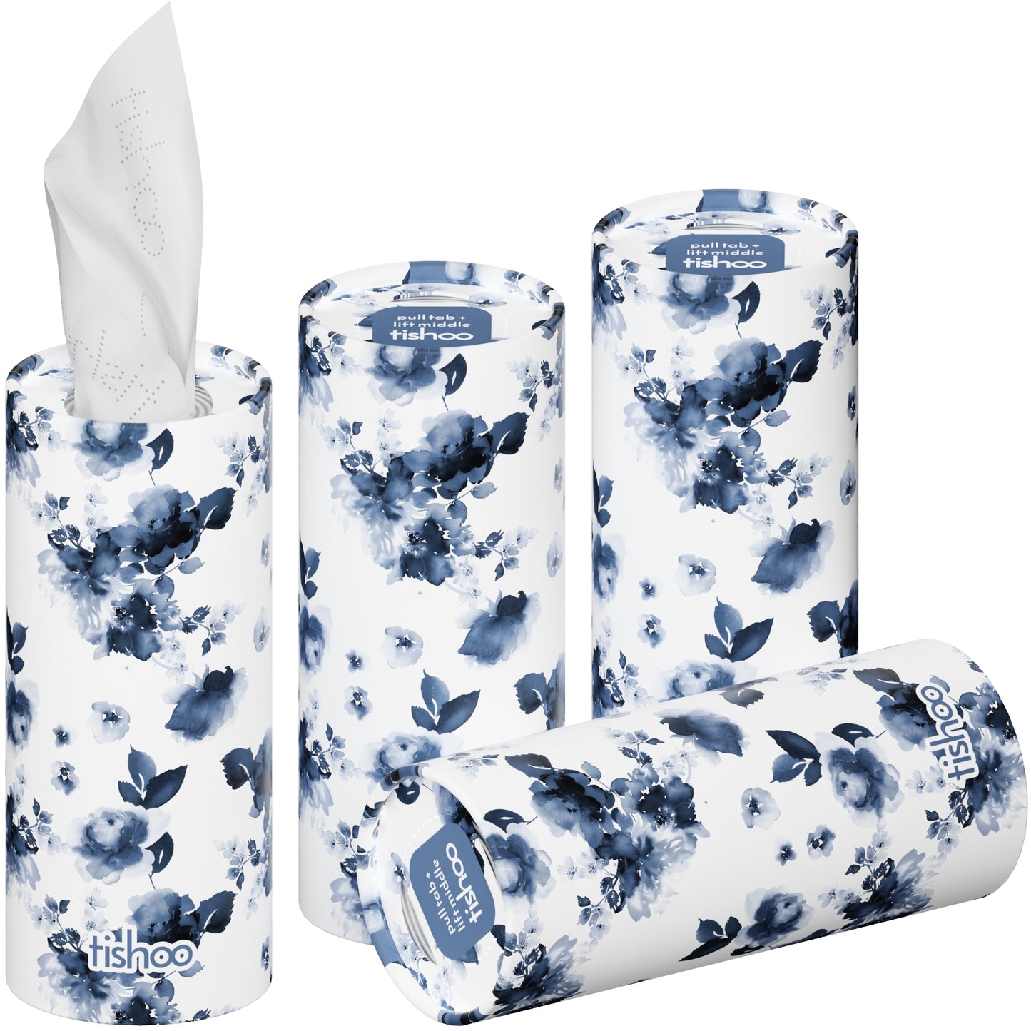 tishoo Luxury Tissues Blue/Floral design 4 tubes