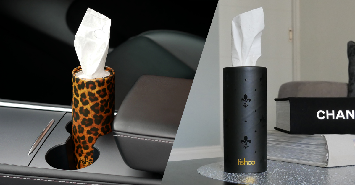 Carstuus Car Tissue Holder With Facial Tissues Bulk - 4 PK Car Tissues