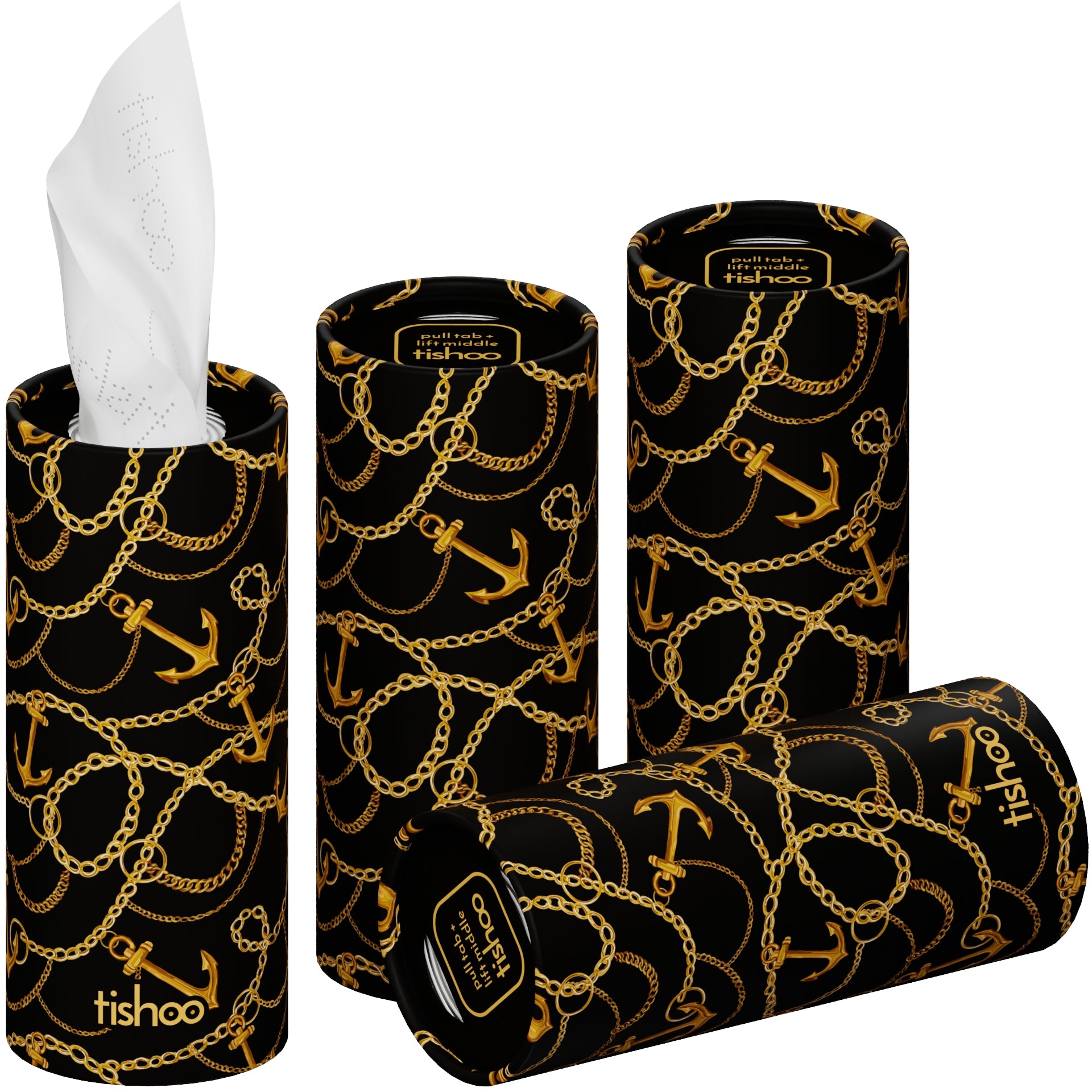 tishoo Luxury Tissues Black/Chains 4 tubes