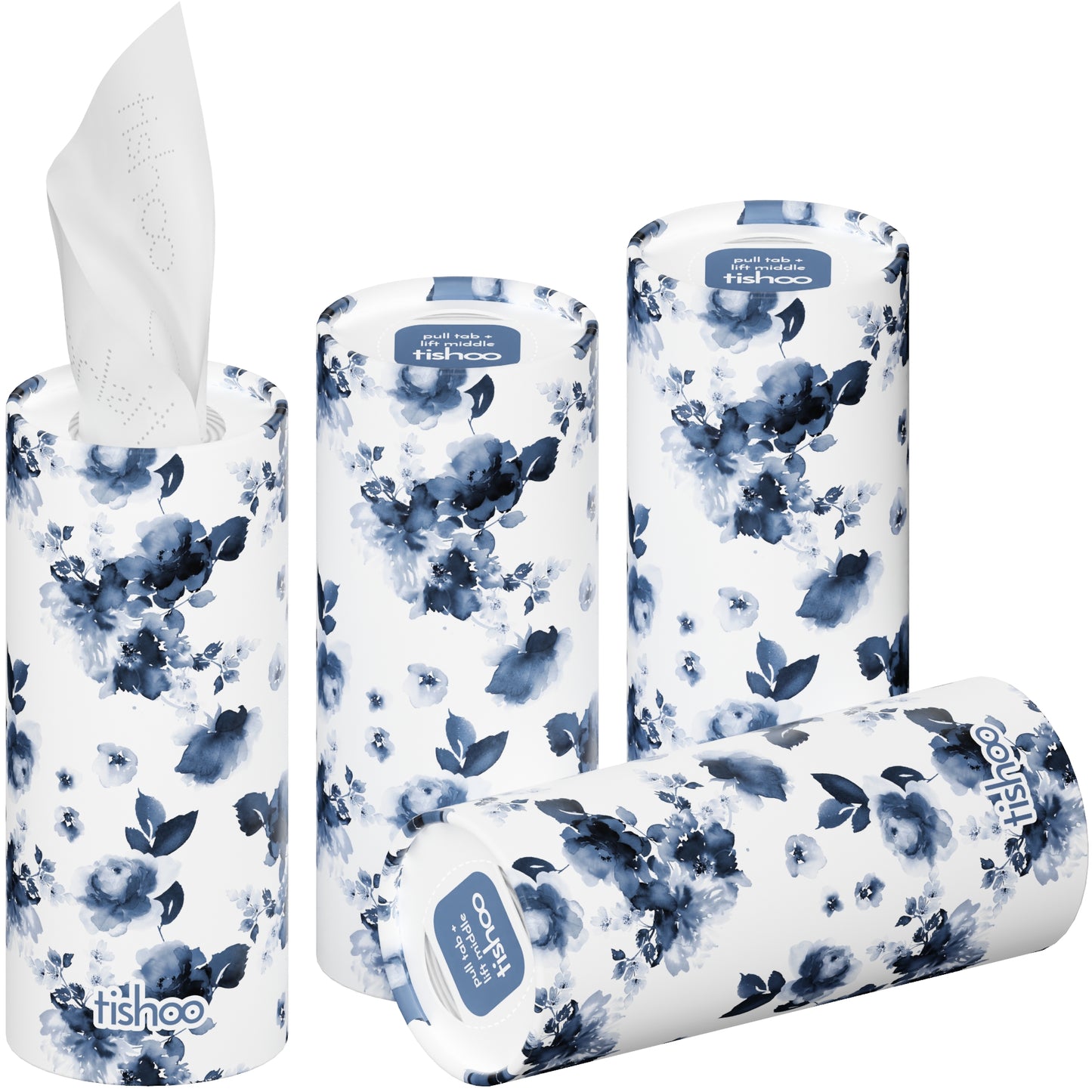 tishoo Luxury Tissues Blue/Floral 4 tubes