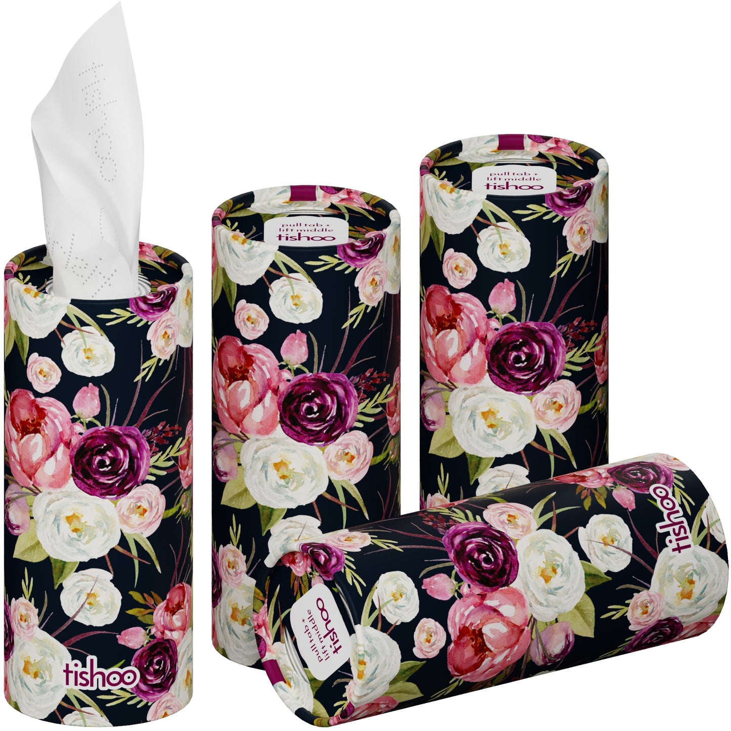 tishoo Luxury Tissues Purple/Floral design 4 tubes