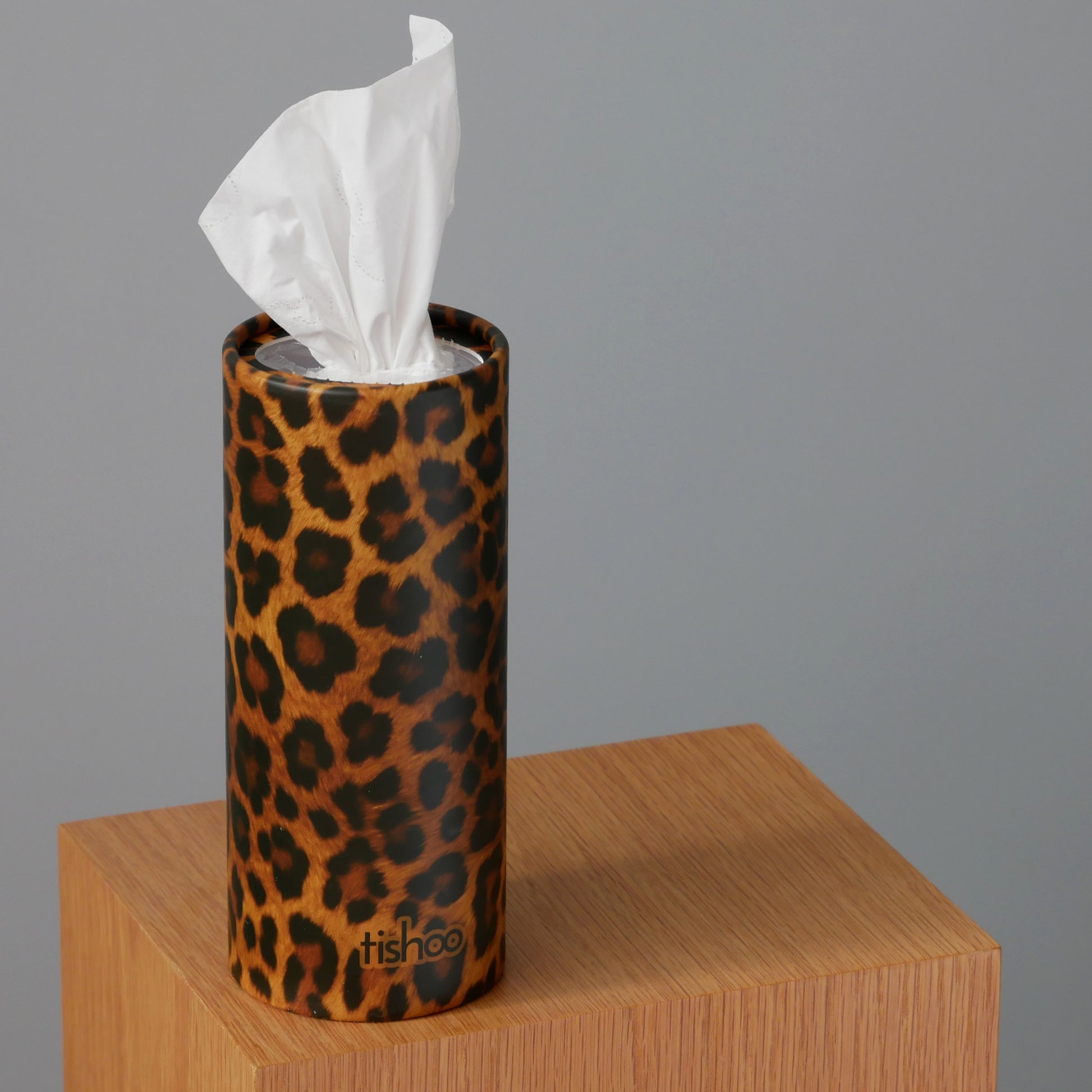 tishoo Luxury Tissues Brown/Leopard design on wooden table