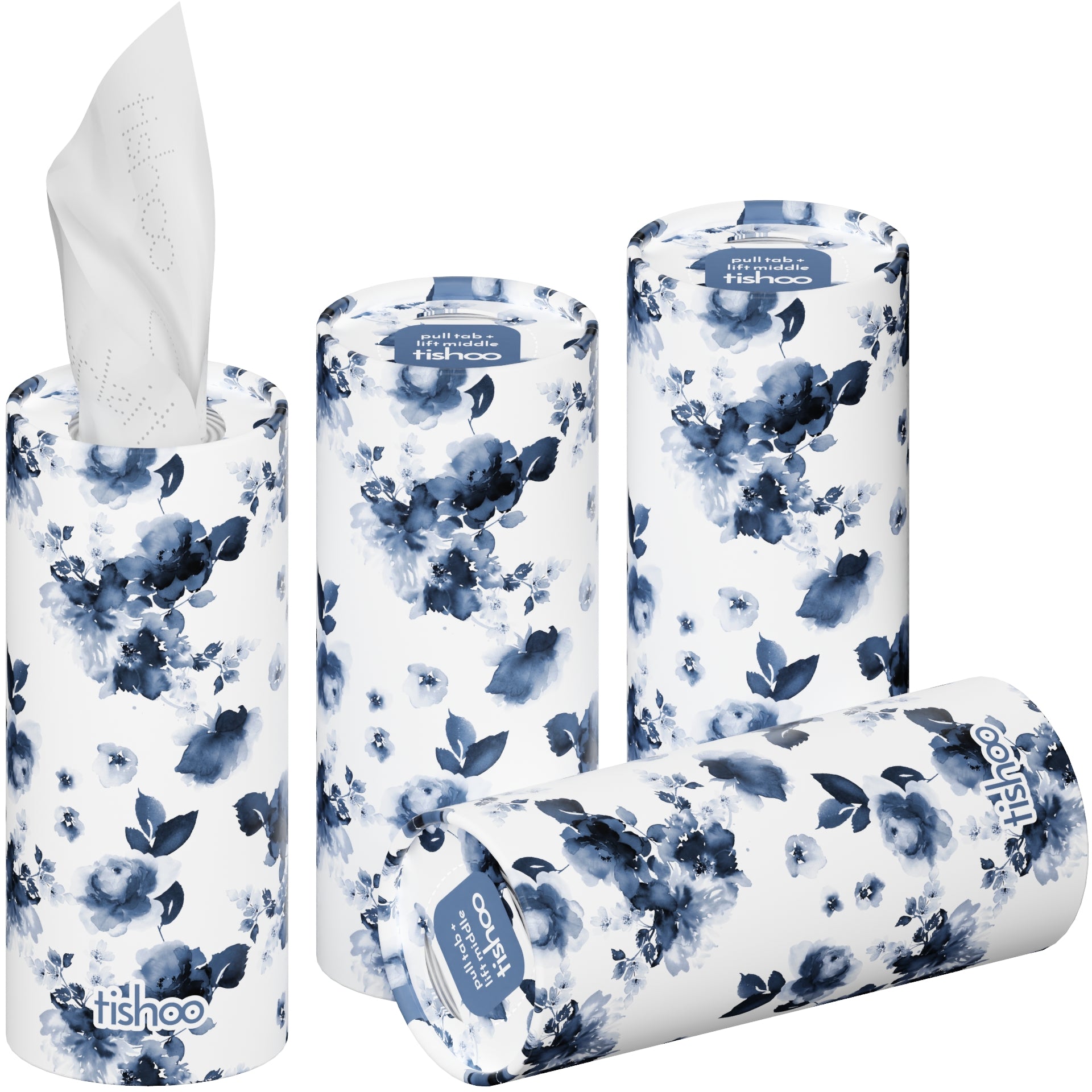 tishoo Luxury Tissues Blue/Floral design 4 tubes