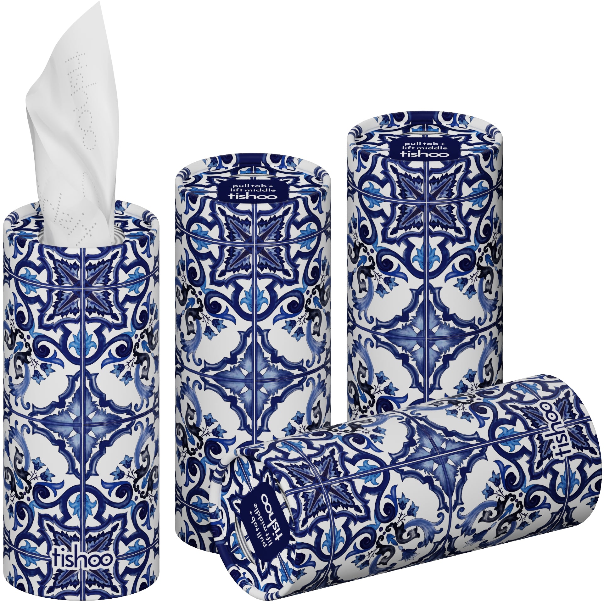 tishoo Luxury Tissues Blue/Maiolica design 4 tubes