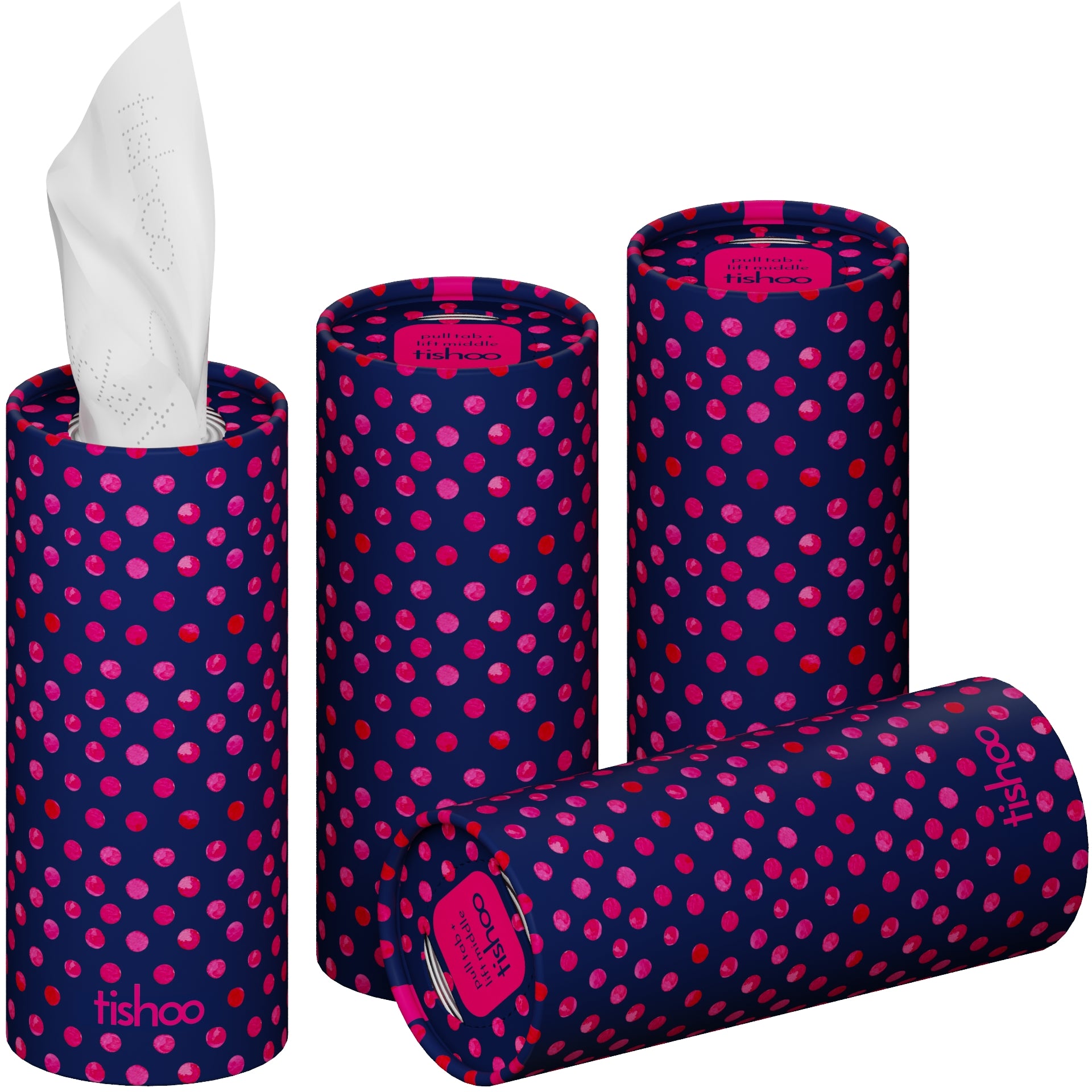 tishoo Luxury Tissues Blue/Polka Dot  design 4 tubes