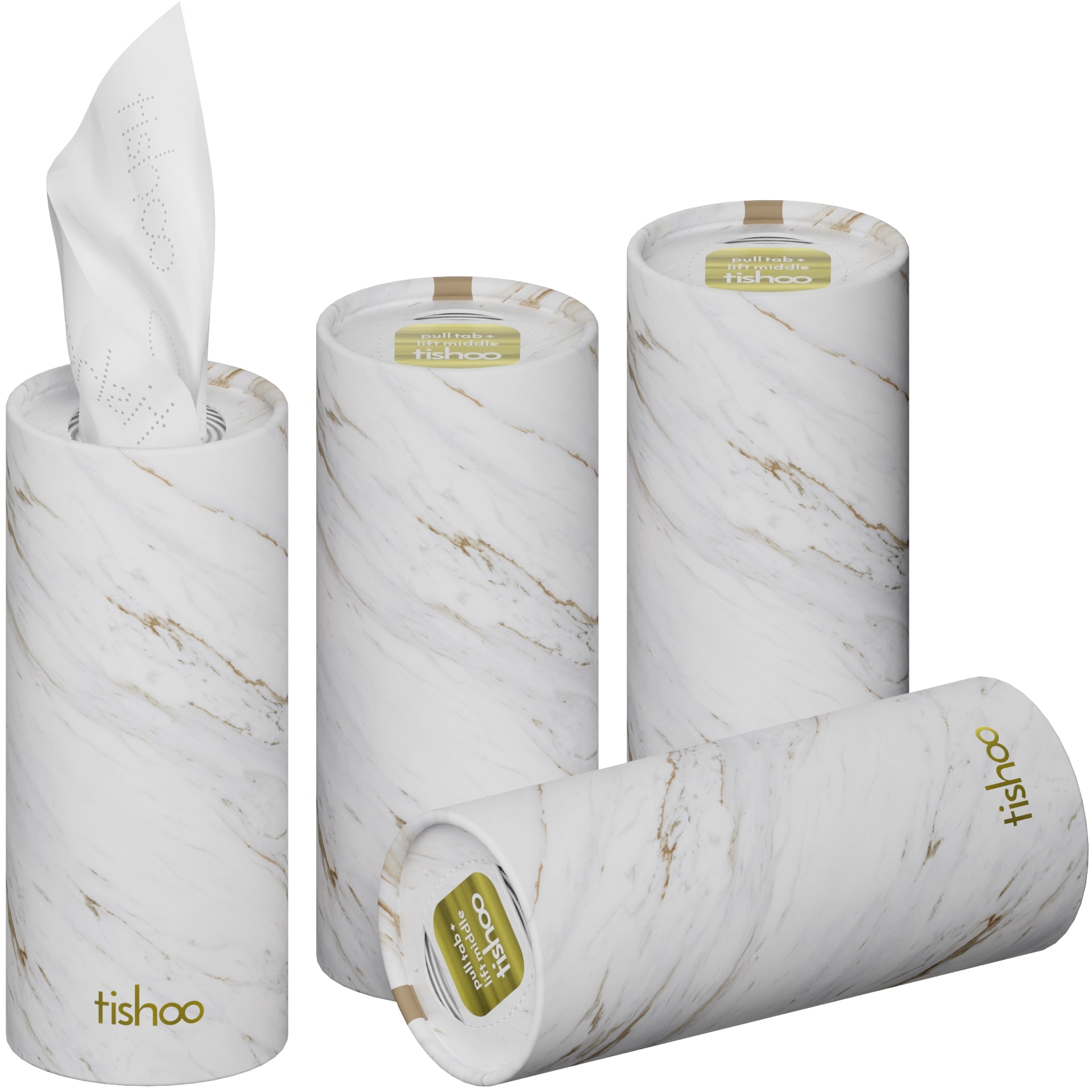 tishoo Luxury Tissues White/Marble design 4 tubes