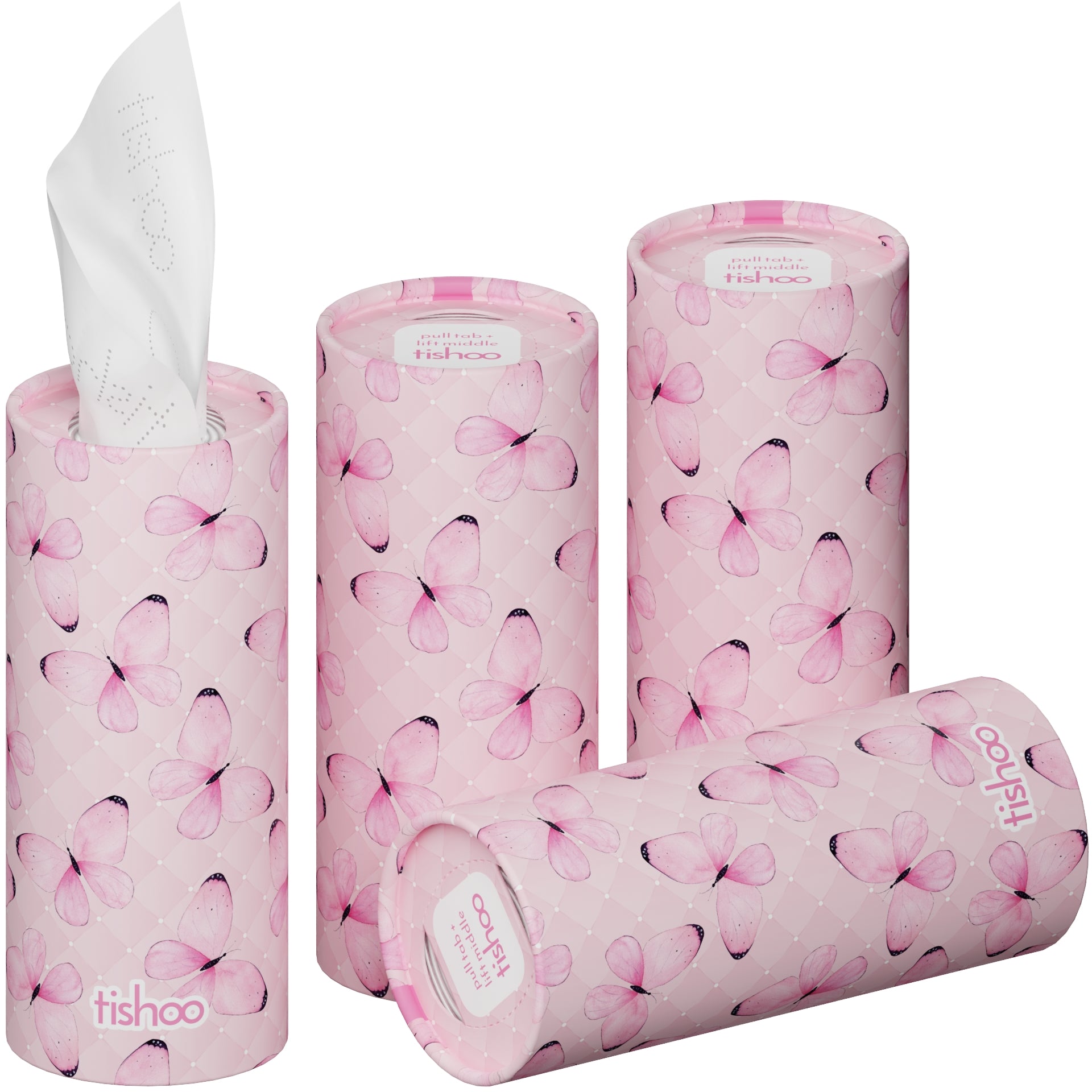 tishoo Luxury Tissues Pink/Butterflies 4 tubes