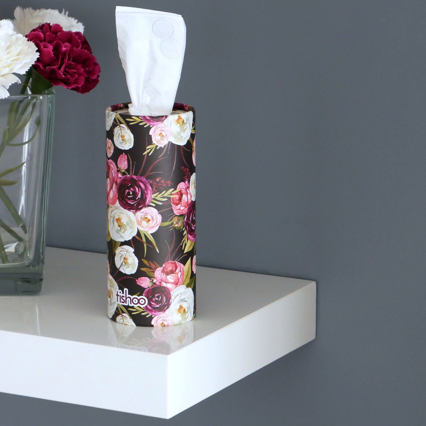 tishoo Luxury Tissues Purple/Floral design on shelf